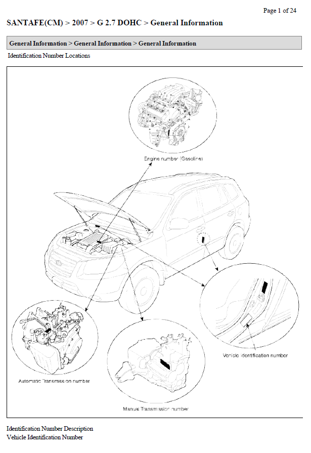 MANUAL DE SERVIÇO - Hyundai Santa Fé (CM) 2.7L DOHC 2007 - Imagem 7